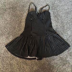Black and white striped mini dress